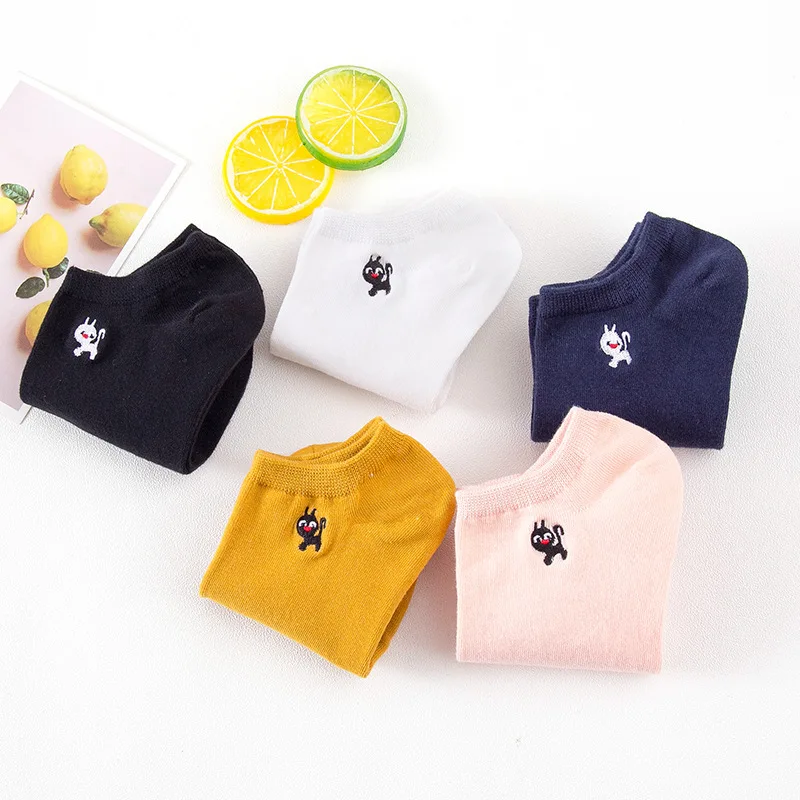 Носки женские хлопковые в стиле Харадзюку повседневные милые невидимые тапочки