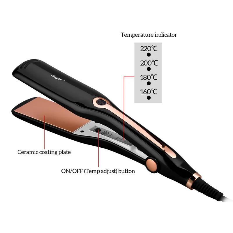 

CkeyiN Professional Ceramic Straightening Iron Curling Electric Hair Straightener Flat Iron Wide Plate Hair Iron Styling Tool