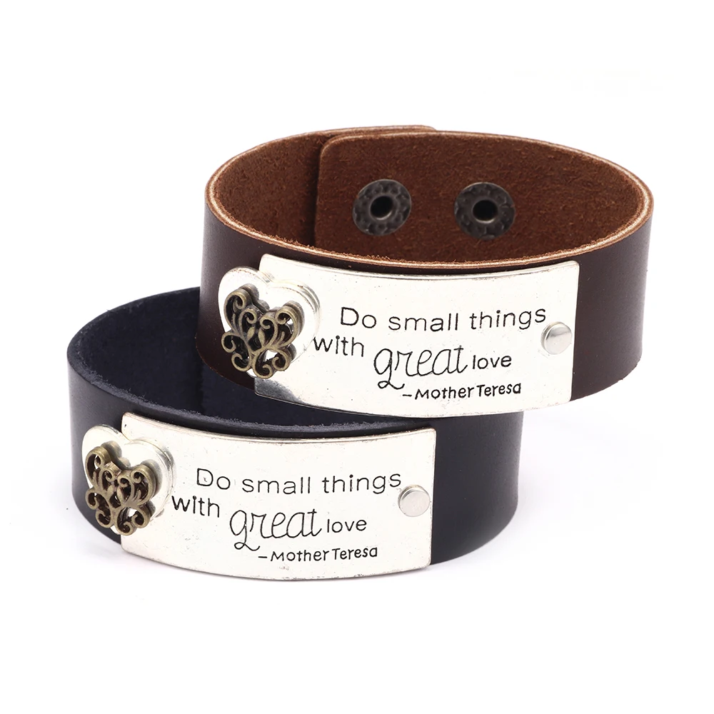 2019 Новые поступления сплав браслеты с буквами Ретро стиль широкая кожа для