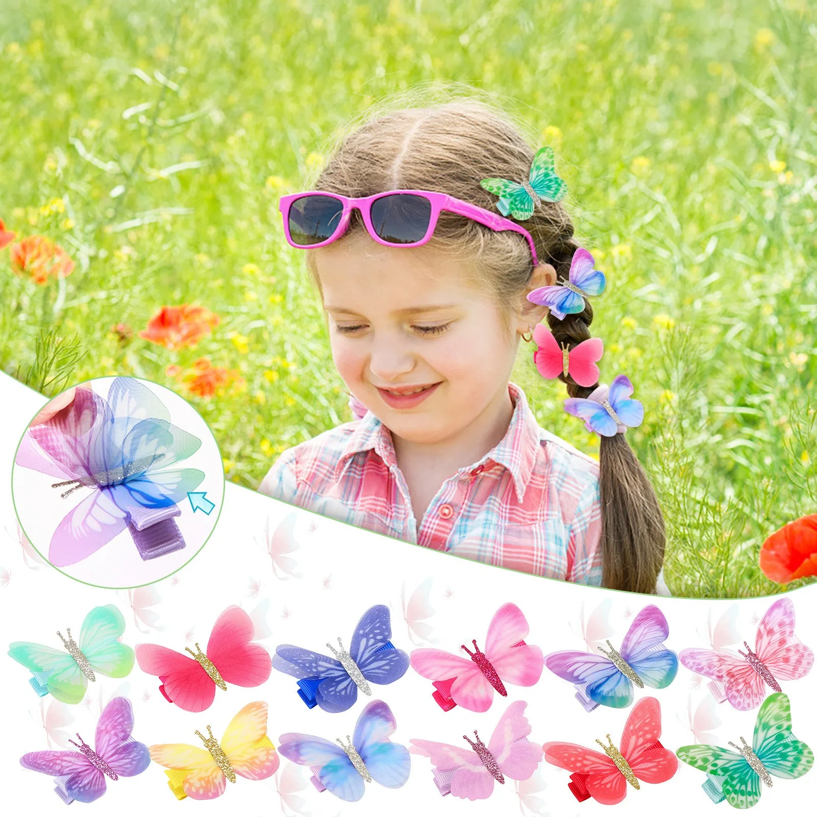 

Creative Butterfly Hair Clips Glitter Shiny Sequins Cloth Barrettes Hair Accessories Twinkle Paillette Bobby Pins #F