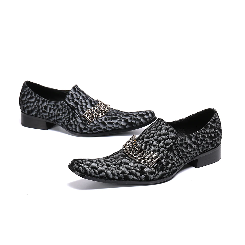 

Christia Bella Unique Design Men's Plus Size Pointed Toe Printed Leather Shoes Evening Banquet Party Male Fashion Dress Shoes