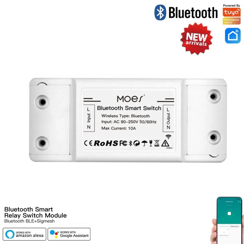 Релейный модуль Смарт переключателя Tuya с Bluetooth одноточечное управление Sigmesh