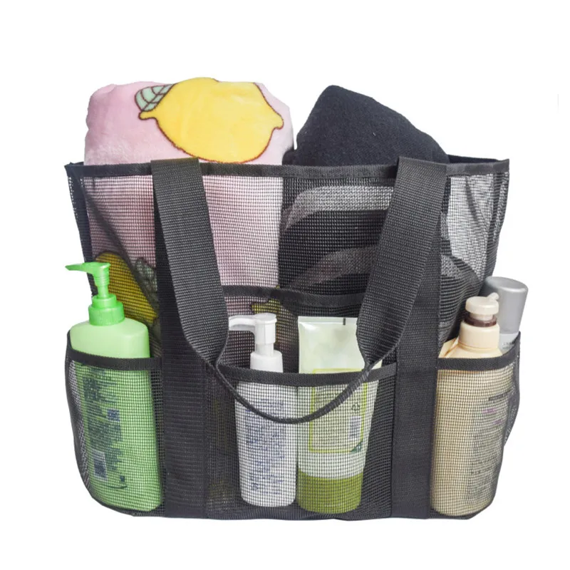 

High Capacity Women Mesh Transparent Bag Breathable Multiple Pockets Storage Bag For Bath Picnic Tote Storage Pouch Handbag