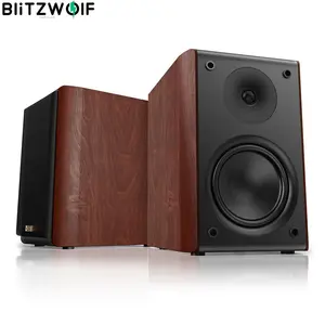 Blitzwolf bw-woo2 bookshelf speaker 80w wooden home theater hifi bass 2. 0 stereo bluetooth soundbar for tv computer laptop 1 Item image