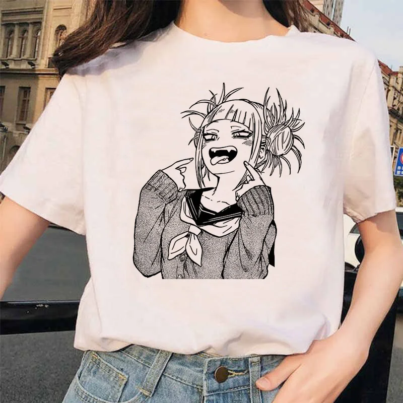 Японский аниме Ahegao футболка Женская Harajuku Boku No Hero Academy футболка Senpai смешная футболка Himiko Toga футболки женские
