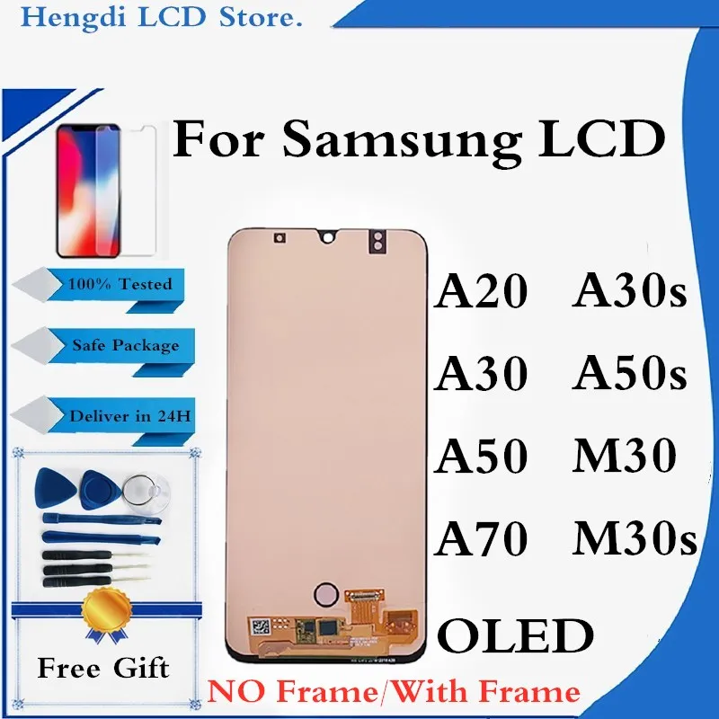 ЖК дисплей OLED для Samsung A20 A205 сменная деталь A50 A505 A30 A70 M30 с сенсорным экраном и