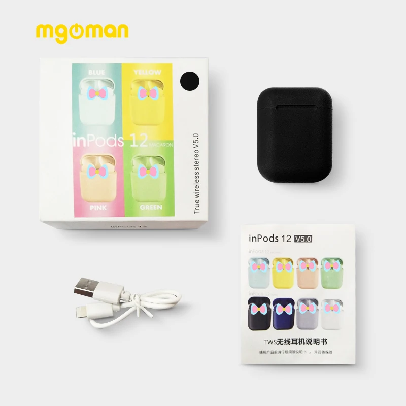 Mgoman Новое поступление Macaron Inpods12 TWS беспроводные наушники для быстрой зарядки с коробкой наушники Bluetooth 5,0 гарнитура PK i17s - Цвет: Bule with box