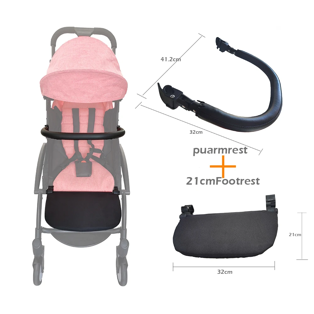 

Ezkindheit Yoya Stroller Armrest and 21cm Extend Footboard Leather Bumper Yoyo YuYu Vovo Stroller Accessories Handrest