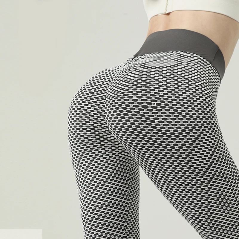 

2021new Hot Sale Sexy Grid Tights Yoga Pants Women Seamless High Waist Leggings Breathable Gym Fitness Push Up Clothing Girl Yog