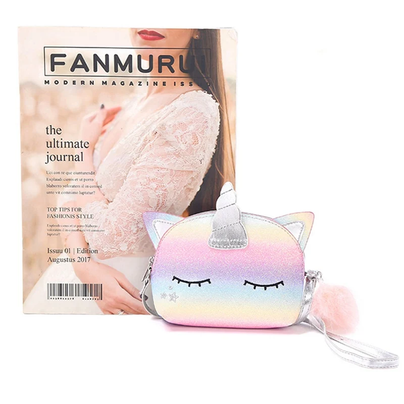 

Unicorn Shoulder Bag Rainbow Sequin Cute Cartoon Unicorn Shoulder Bag Flash Mini Girls Fashion Travel Printing Shoulder Bags