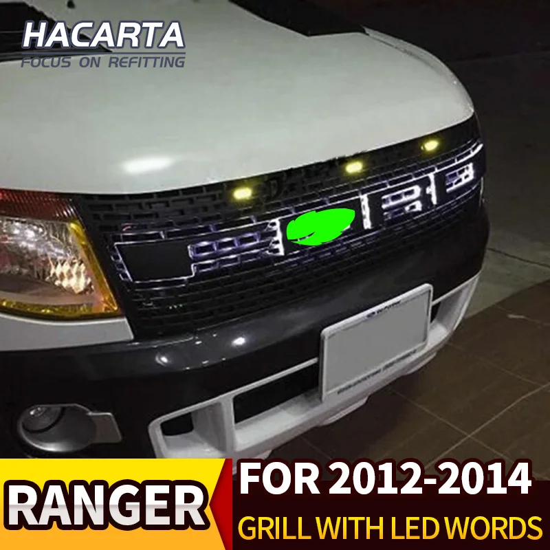 Для ford ranger T6 светодиодный гриль ABS Черная передняя решетка подходит для ford ranger wildtrak 2012- пикап ranger декоративная решетка