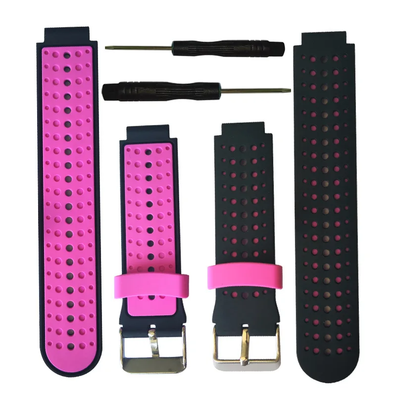 Black purple Silicone Replacement Watch Band for Garmin Forerunner 230 / 235 / 220 / 620 / 630 / 735 735XT watch Outdoor Sport Watchstrap - Цвет ремешка: Black purple