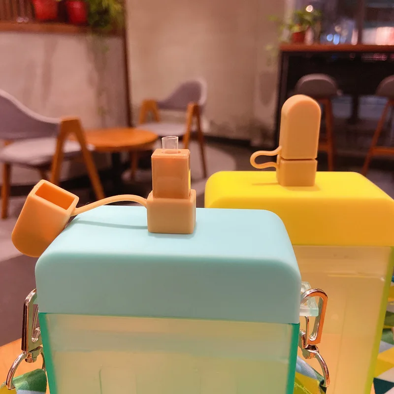 

Cute Straw Cup New Plastic Popsicle Water Bottle Outdoor Transparent Juice Drinking Cup Creative Student Mug for Adult Children