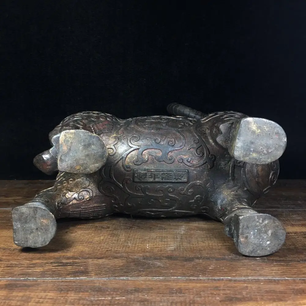 

Home Decor 15" Tibet Buddhism Old Bronze Cinnabars Yang Zun Smoker Lamb statue Incense Enshrine statue