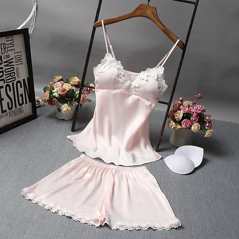 

FZSLCYIYI Womens Sexy sling Shorts Sexy Pajamas Set Homewear Sleepwear Nightwear 2PC Set