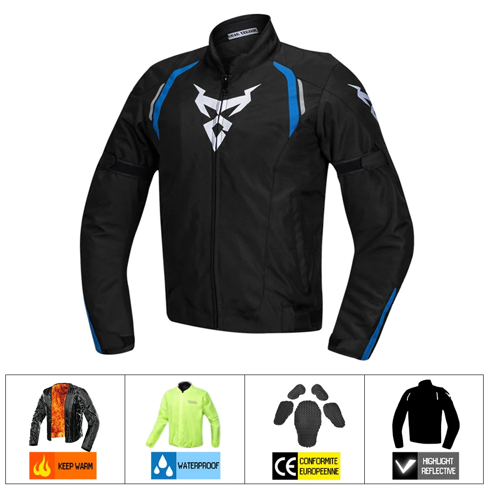 1801-03 Jacket Мотоциклетная куртка для мотоциклистов, мужской комплект, ветрозащитная Водонепроницаемая мотоциклетная куртка для езды на мотоцикле+ штаны, костюм, бронежилет для мотозащиты - Цвет: 1801-03 Jacket