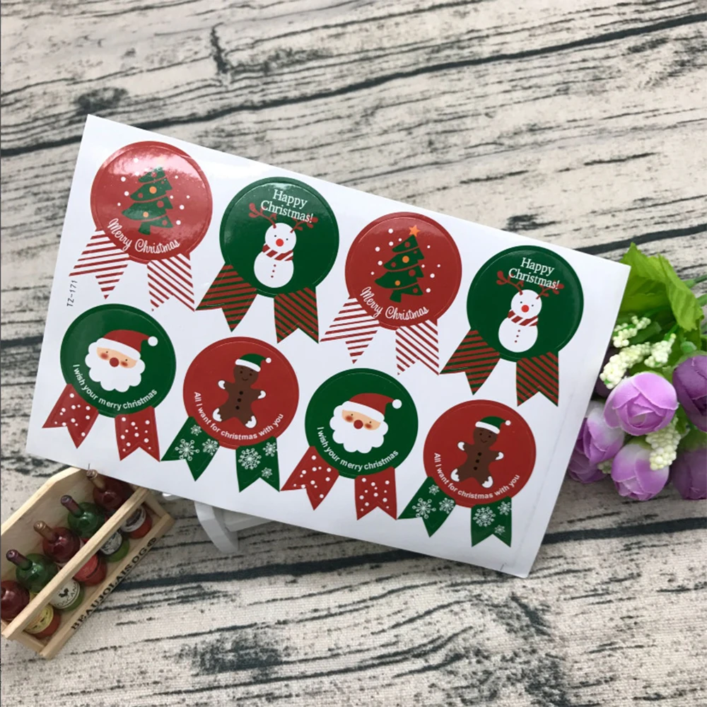 

Amawill 80 Pcs/Lot Christmas Series Badge Design Sealing Sticker Posted Baking Cookie Bags Decoration Gift Sticker Gift Label