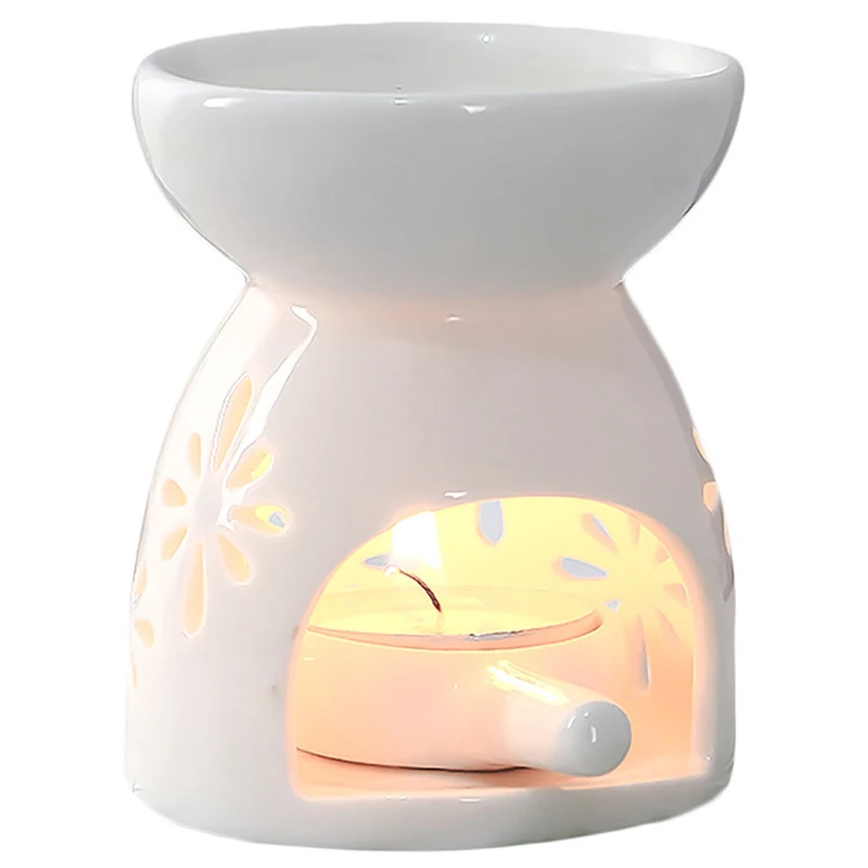 

Ceramic Aroma Burner Essential Oil Lamp Hollowing Candle Holder Incense Censer Aromatherapy Furnace Candlestick New