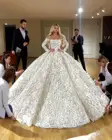 Кружевное бальное платье с открытыми плечами, свадебное платье, Роскошные свадебные платья Дубая с длинными рукавами и перьями, Robe De Mariee