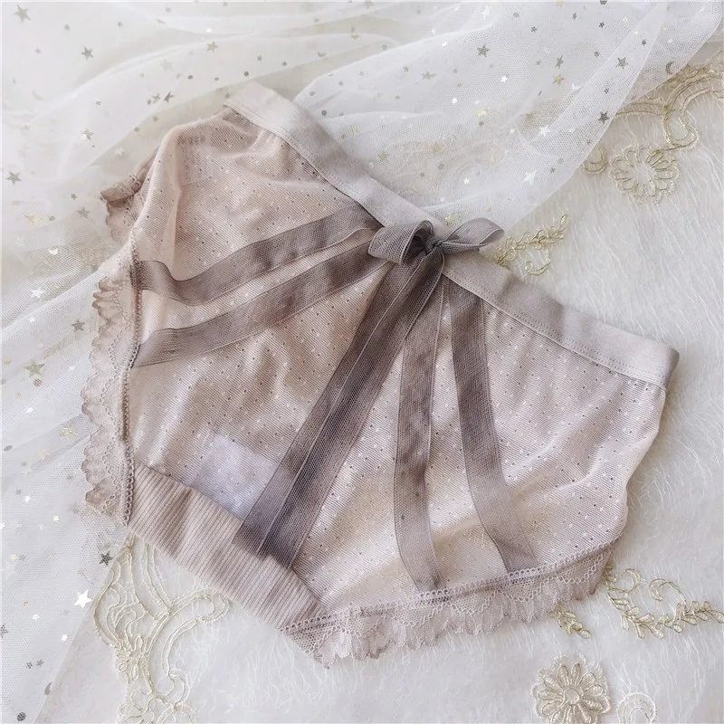 

CHAOZHU Ice Silk Mesh Sexy Transparent Women's Panties Low Waist Back Bow Girl Women Underwear Temptation Thin Seamless Lingerie