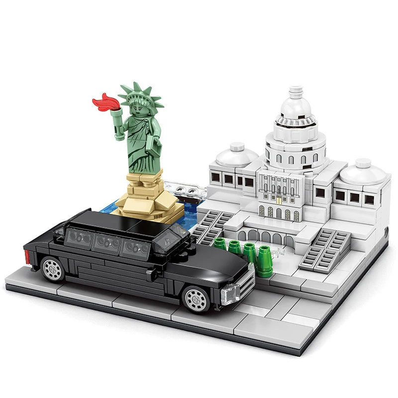 

City Architecture Congress Statue of Liberty America Building Blocks Tiananmen Square Moc Creator Brick Construction Toys