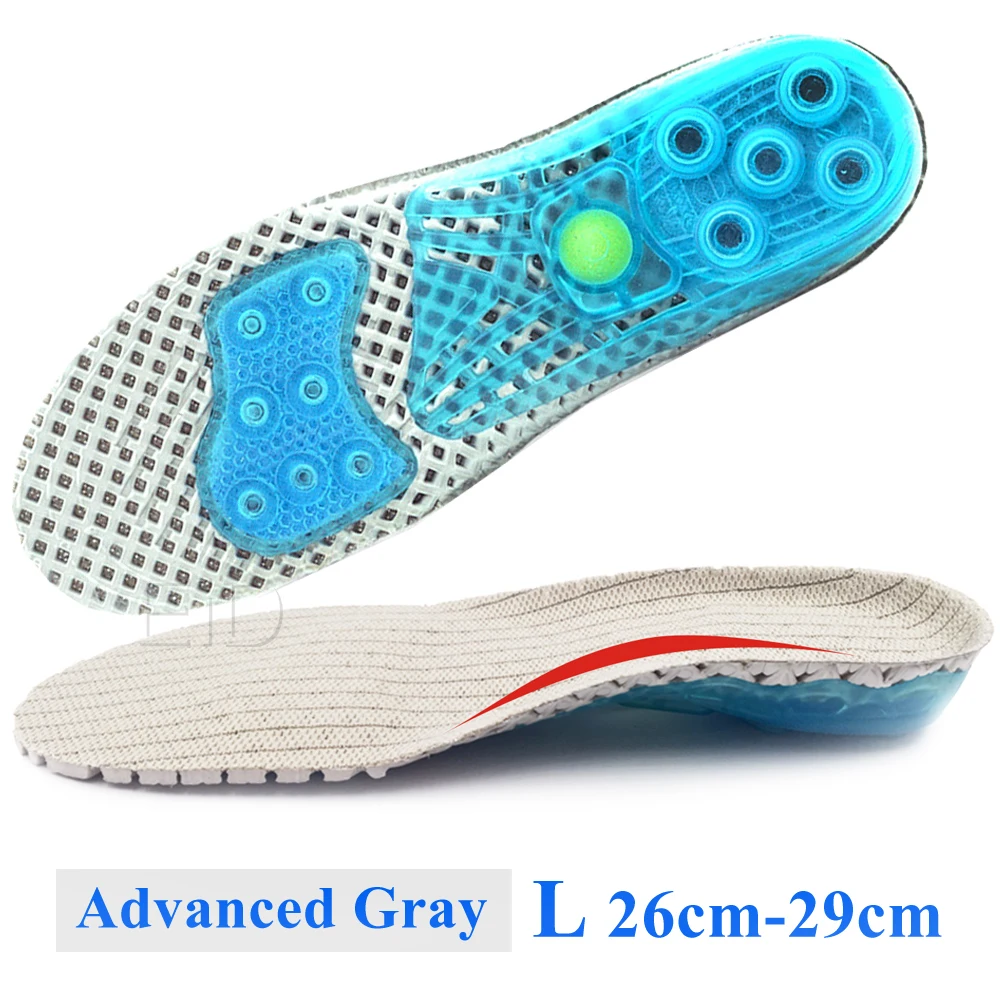 Gray L EU 40-45 EVA Весна Силиконовые ортопедические стельки для обуви, стельки для плоскостопия, ортопедические стельки, стельки для супинатора, Подошвенный Фасциит, уход за ногами - Цвет: Gray L EU 40-45