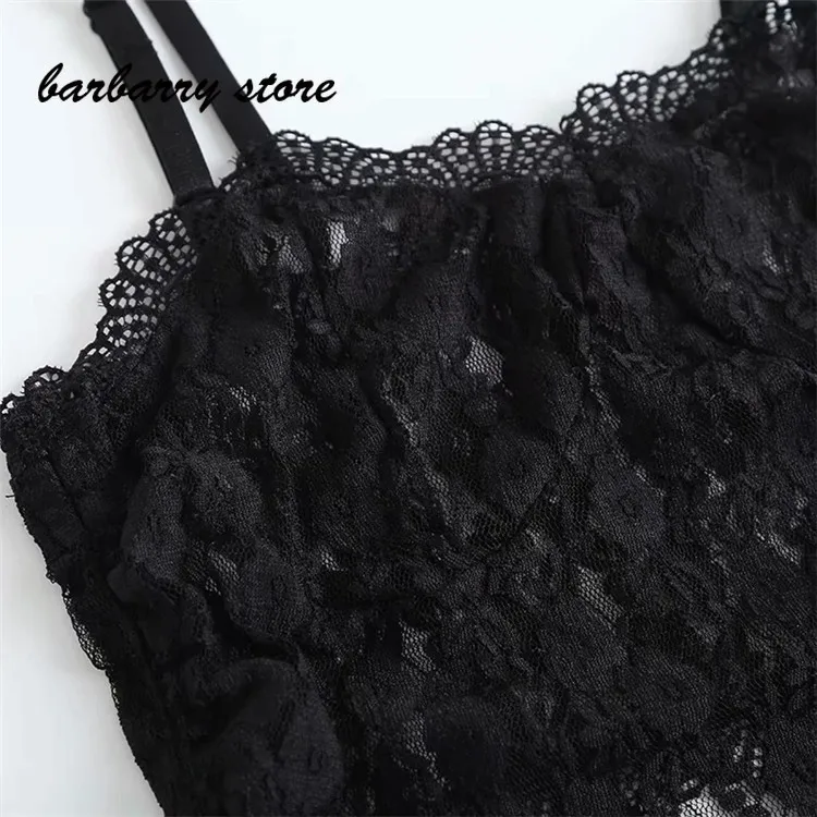 2021 summer new European American style sexy cut out lace black vest women's slim short suspender tops tank top women backless