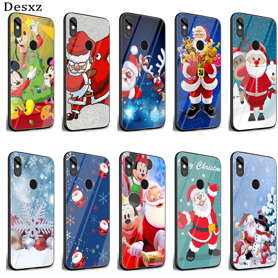 Desxz Рождество Счастливый новый год Стеклянный чехол для Xiaomi mi 8 Lite 9 A1 A2 красный Note 5