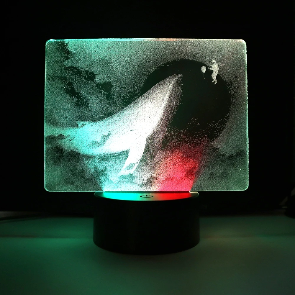 

Sci-Fi Whale And Astronaut Colorful Two Tone LED Light for Child Birthday Gift Bedroom Decor Sci-Fi Two Tone Table Lamp