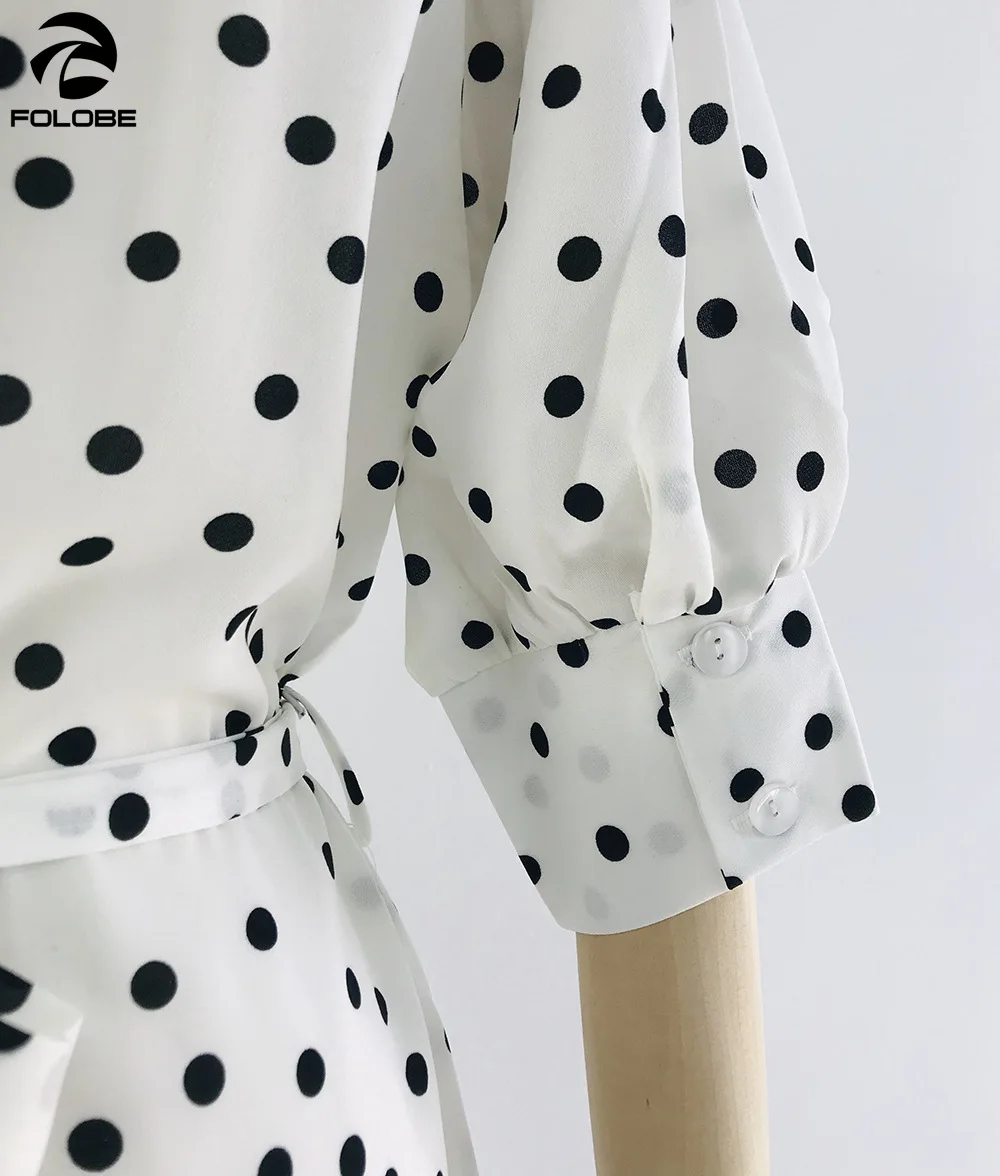 

2020 Summer Women Polka Dot Dress V Neck Casual Puff Sleeve A-line Party Korean Dresses Retro Midi Long Print Sundress