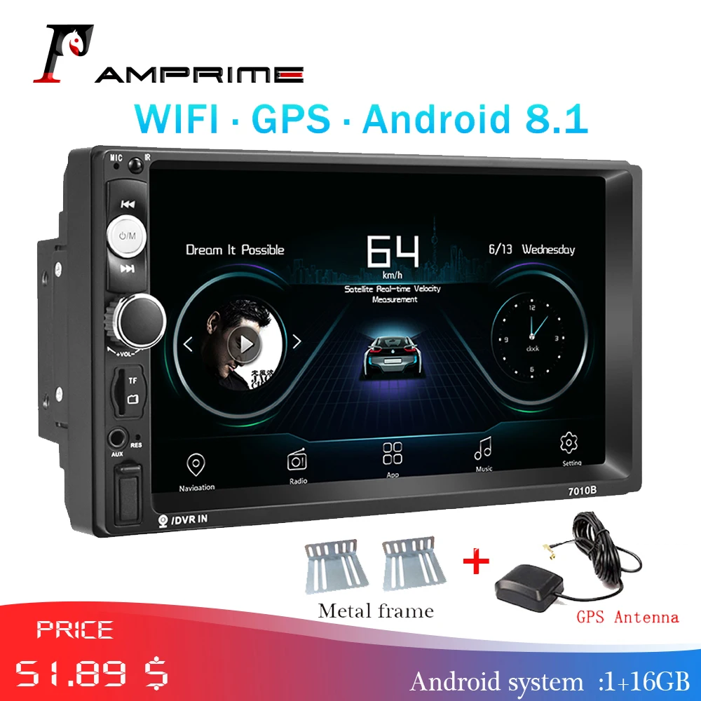 AMPrime 2 Din автомагнитола Android автомобильный мультимедийный gps навигатор Wifi Авторадио Bluetooth MP5 Стерео FM аудио для Kia резервная камера