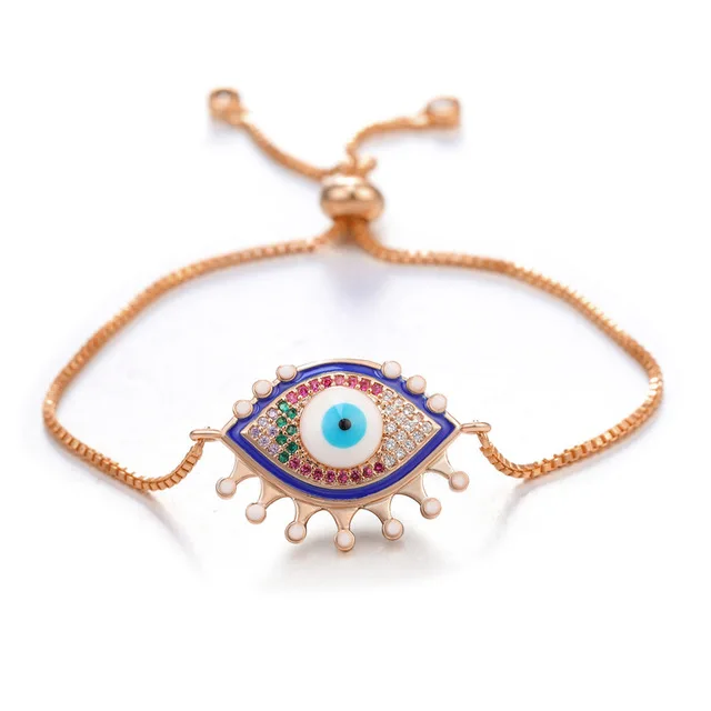 New evil eye JUWANG Турецкий Дурной глаз браслеты для женщин микро проложить Циркон Шарм регулируемые цепи Мода ручной работы ювелирные изделия подарок - Окраска металла: New evil eye
