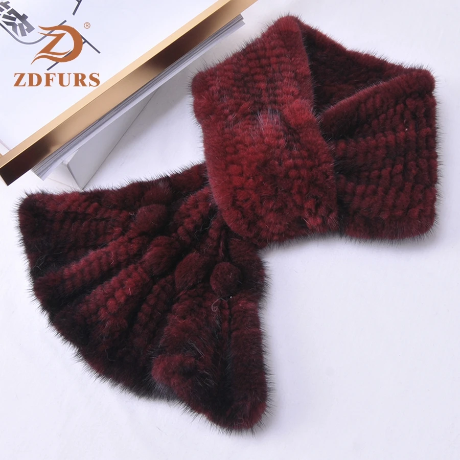ZDFURS * оптовая продажа модный новый дизайн вязаный шарф из натурального меха норки