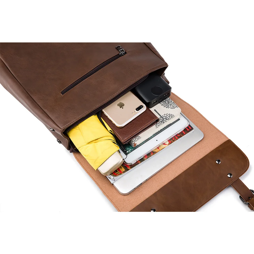 

British Style Retro Backpack Crazy Horse Leather Double Shoulder Daypack Laptop Student School Bags Male Business Travel Rucksac