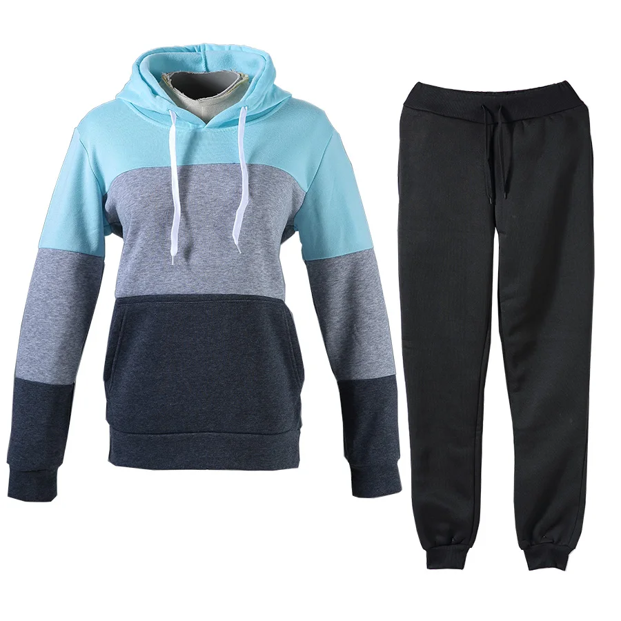 

Autumn Winter Women Hoodie Sweatpants 2 Piece Set Solid Loose Sweatshirts and Pants Suit Jogger Clothing Workout Running Set