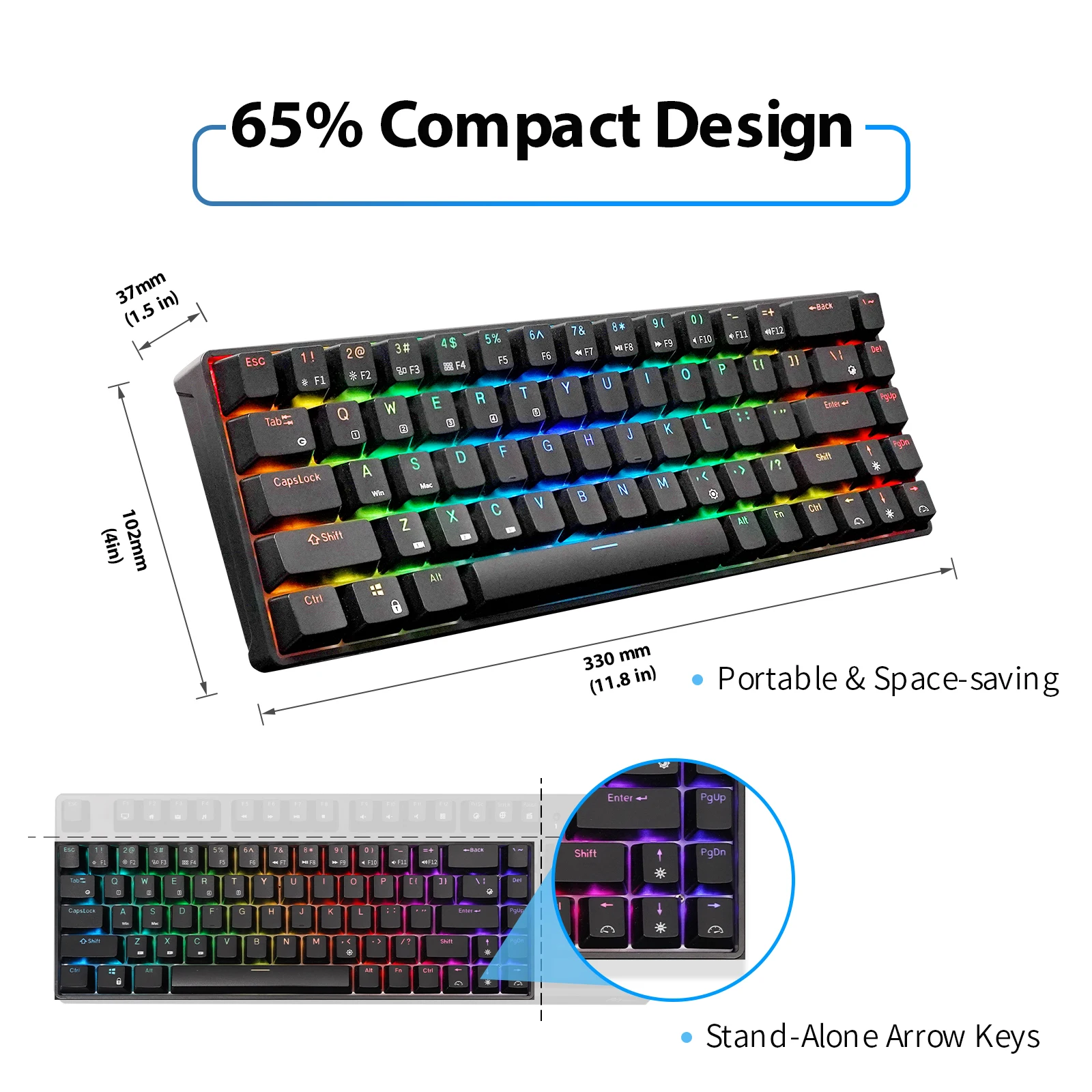 rk68 rk855 65 bluetooth rgb hot swappble mechanical gaming keyboard compact 68 keys wireless gamer keyboard for pc laptop free global shipping