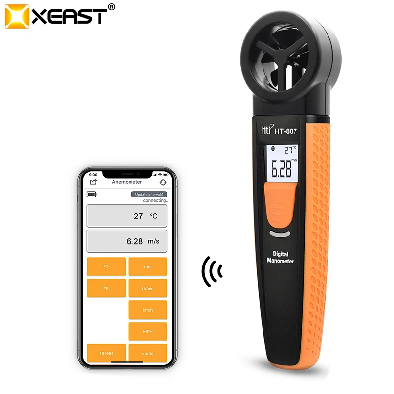 Цифровой Карманный анемометр XEAST 2020 Hyun оранжевый мини фотометр Bluetooth Погодный