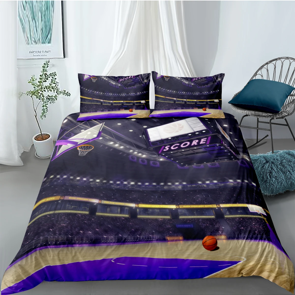

3D Printed Bedding Set Basketball Duvet Cover Soft Microfiber Comforter Set Sport Basketball Home Textiles For Adults Bedclothes