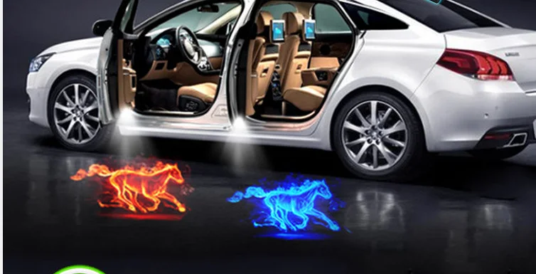 Светодиодный автомобильная лампа на дверь 2 шт. проекционный светильник с желтым