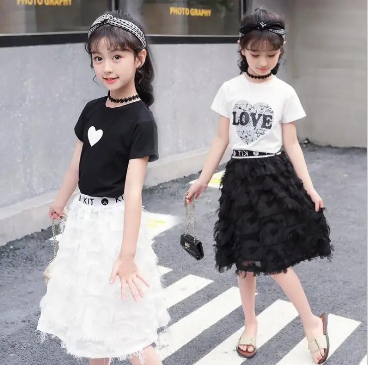 Летний костюм для девочек комплект детской одежды подростков повседневный 6 8 12