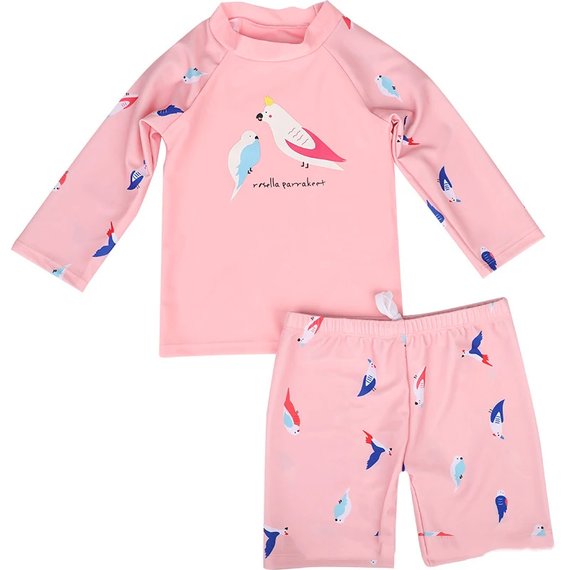 Пляжная одежда для маленьких девочек купальник детские Мультяшные птицы UPF50 +