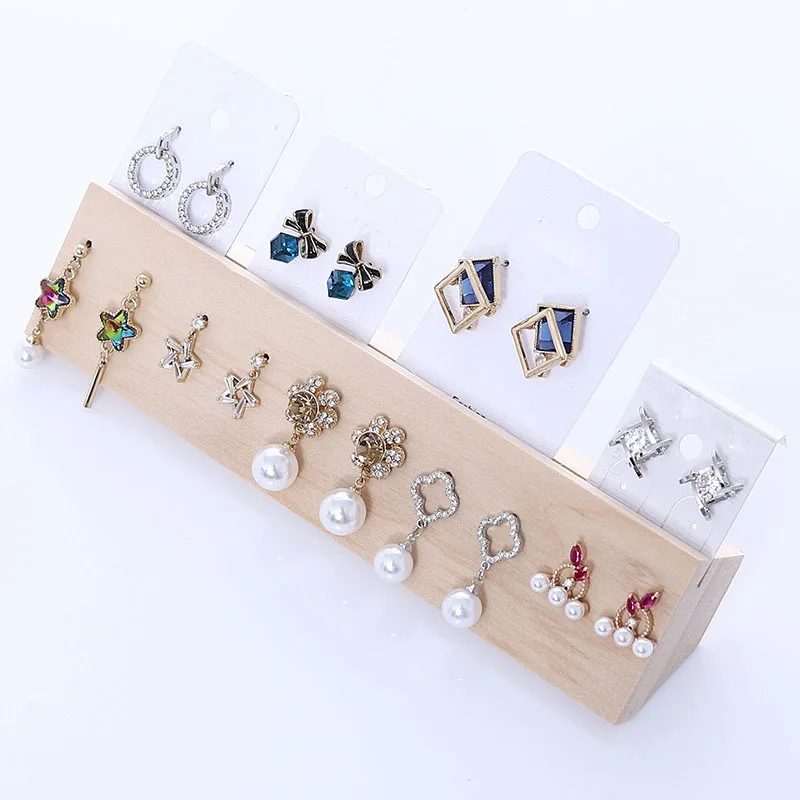 

Деревянная вешалка для сережек и ювелирных изделий, органайзер с отверстиями, подставка для хранения украшений, украшение для дома и магазина