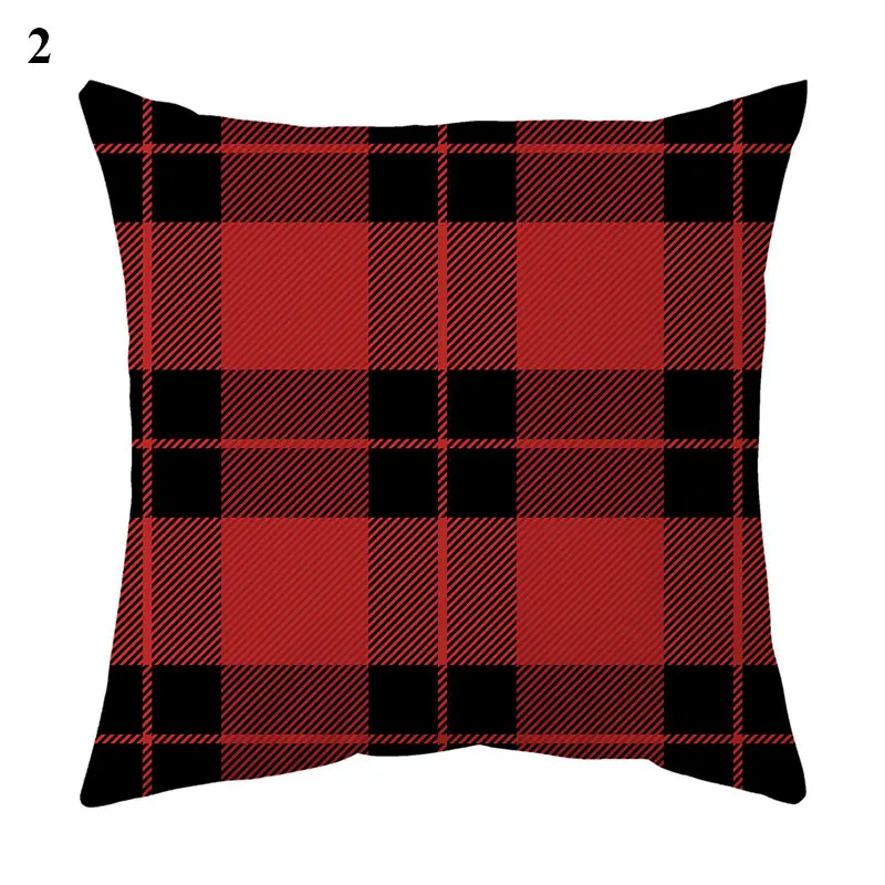 

45*45cm Christmas Square Cushion Cover Plaid Print Pillow Cases Sofa Cover Seat Bed Throw Pillowcase Vintage Home Decoration