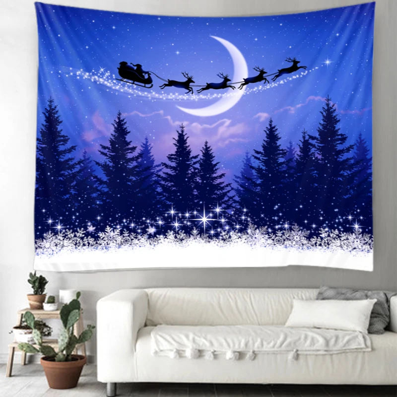 

Christmas tapestry Santa Claus and Elk background wall hanging tapestry living room bedroom decoration tapestry 8 sizes