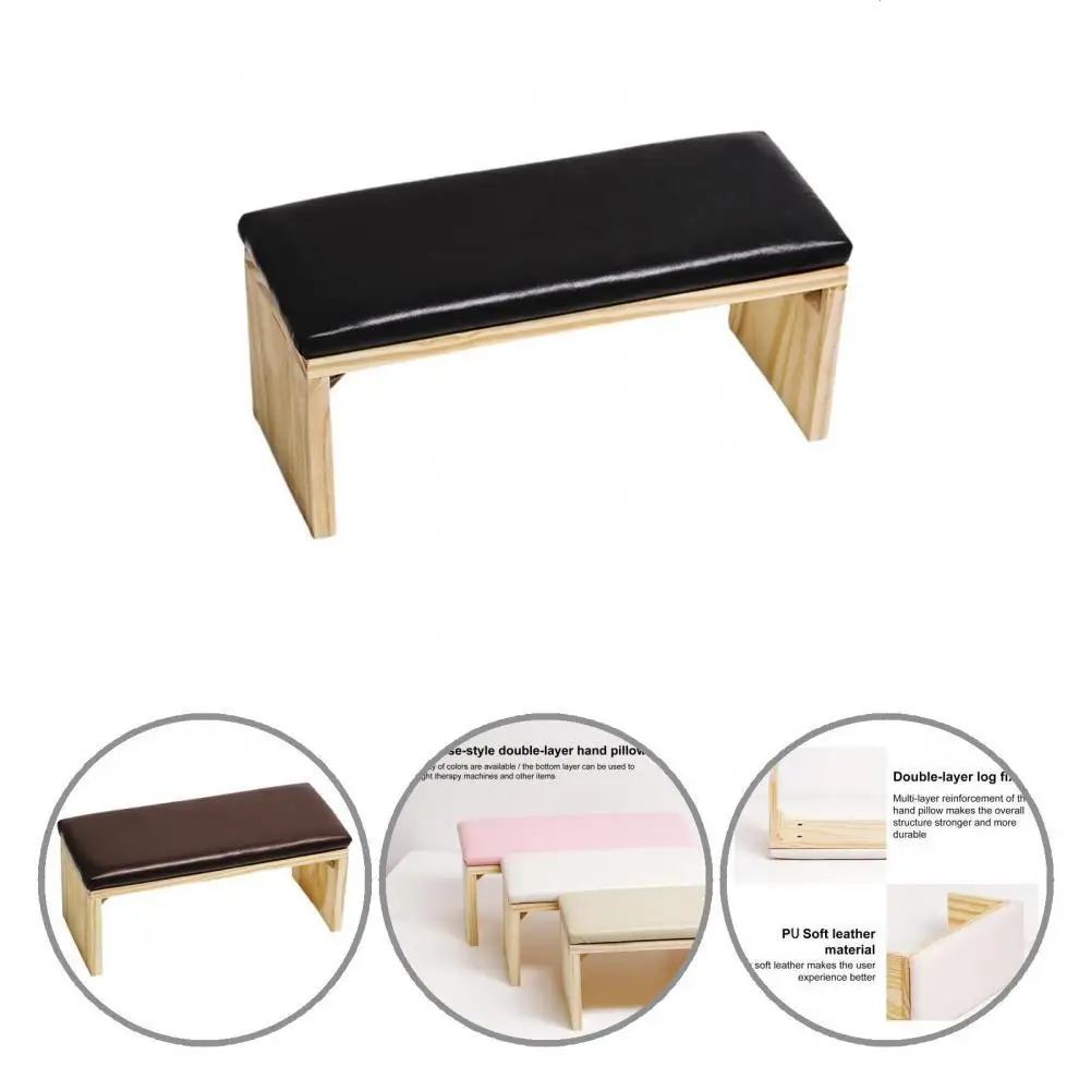 

Easy-Using Helpful Manicure Arm Rest Cushion Wood Nail Pillow Accessory Double-layer for Beauty