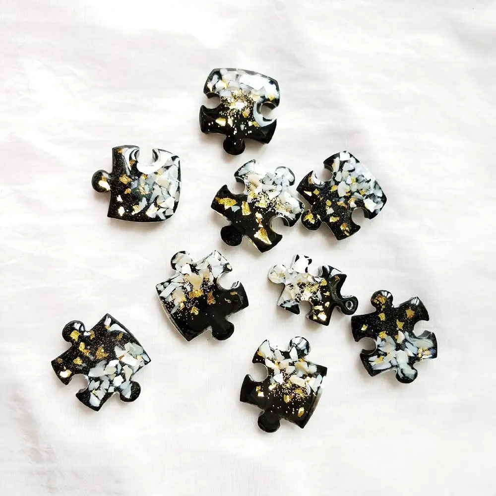 

4Pcs Puzzle Piece Silicone Resin Molds Jigsaw Epoxy Resin Jewelry Earring Necklace Pendant Keychain Making Mold DIY Craft Tools