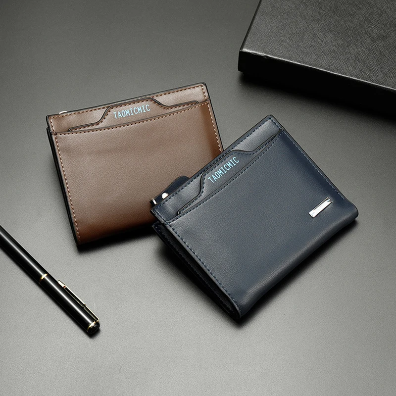 Мужской кошелек для мужчин с карманом монет отделением ID карт на молнии двойной
