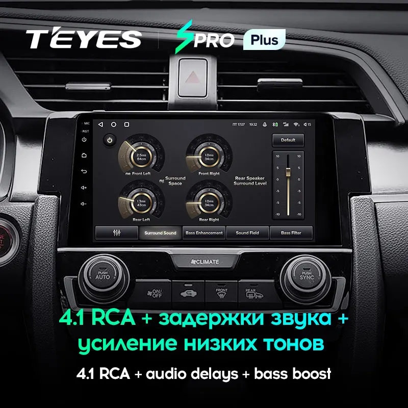 TEYES SPRO Plus Штатная магнитола For Хонда Цивик 10 Honda Civic FC FK 2015 2020 Android до 8 ЯДЕР 4 + 64ГБ 32EQ