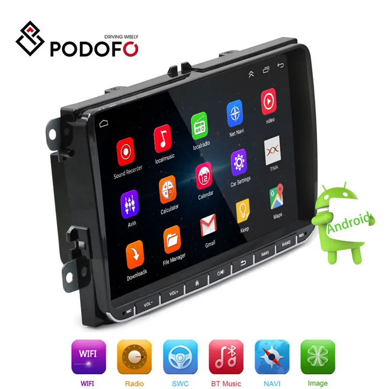 Podofo Android 2 din Автомобильный Радио мультимедийный плеер GPS навигация 9 &quotавто радио