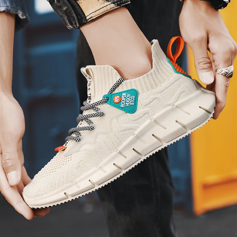 

Sell Well Men Sneakers 2021 New Light Breathable Casual Shoes Lace-up Mesh Sports Socks Shoes Walking Shoes Men Shoes